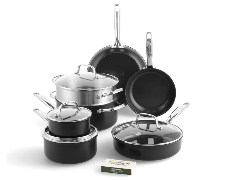 GreenLife 11-Piece Chatham Non Stick Cookware Set - Black