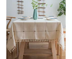 Rustic Lattice Tablecloth Cotton Linen Square Table Cloths for Kitchen Dining, Christmastable clothtable cloth-140*220cm