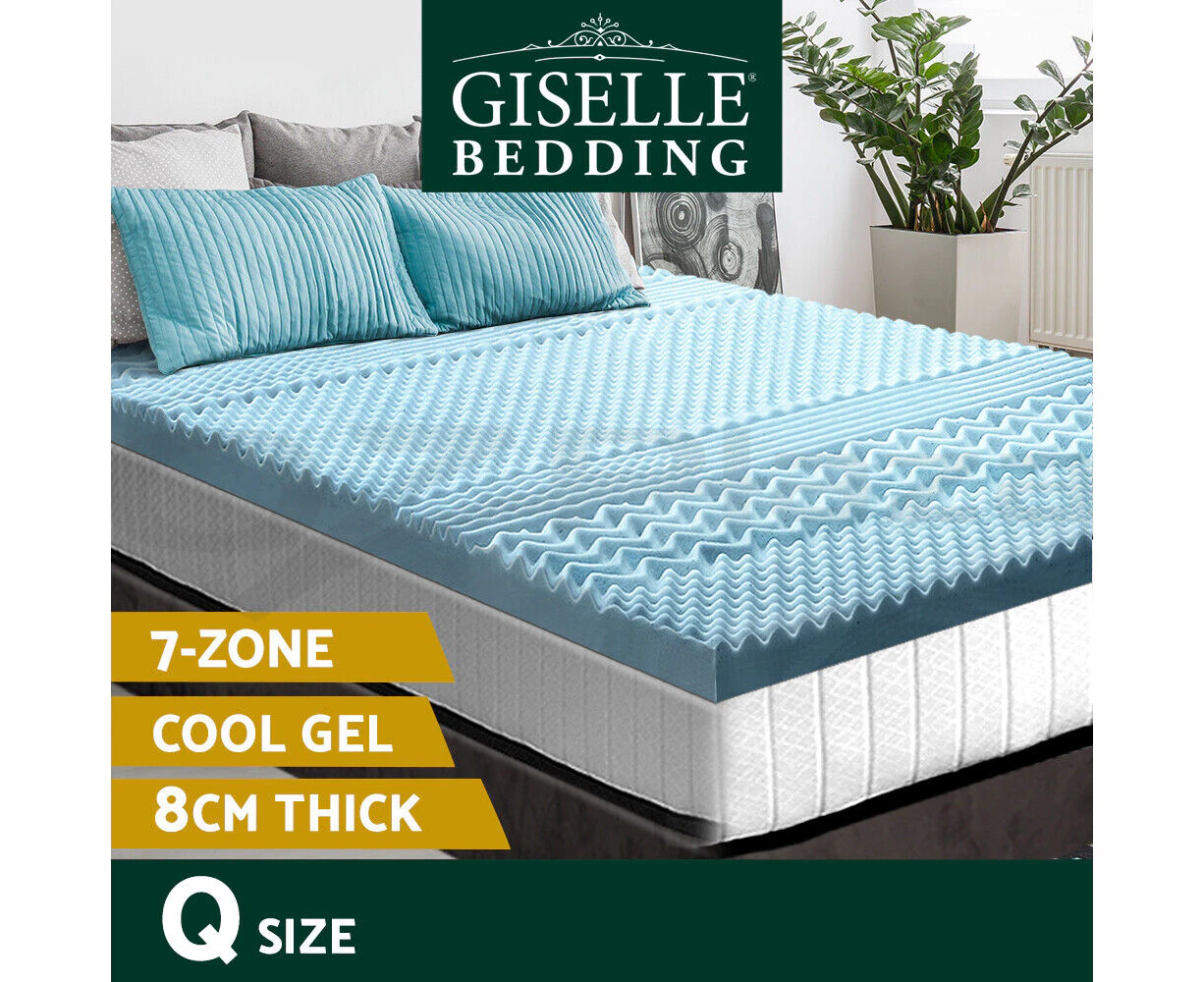 Giselle Bedding COOL GEL Memory Foam Mattress Topper BAMBOO 5CM 7-Zone Queen