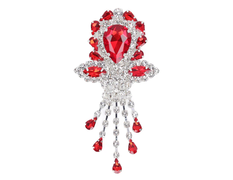 4Pcs Wedding Bridal Brooch Bright Red Sparkling Exquisite Design Crystal Bouquet Brooch For Party Ball Anniversary