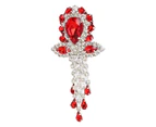 4Pcs Wedding Bridal Brooch Bright Red Sparkling Exquisite Design Crystal Bouquet Brooch For Party Ball Anniversary