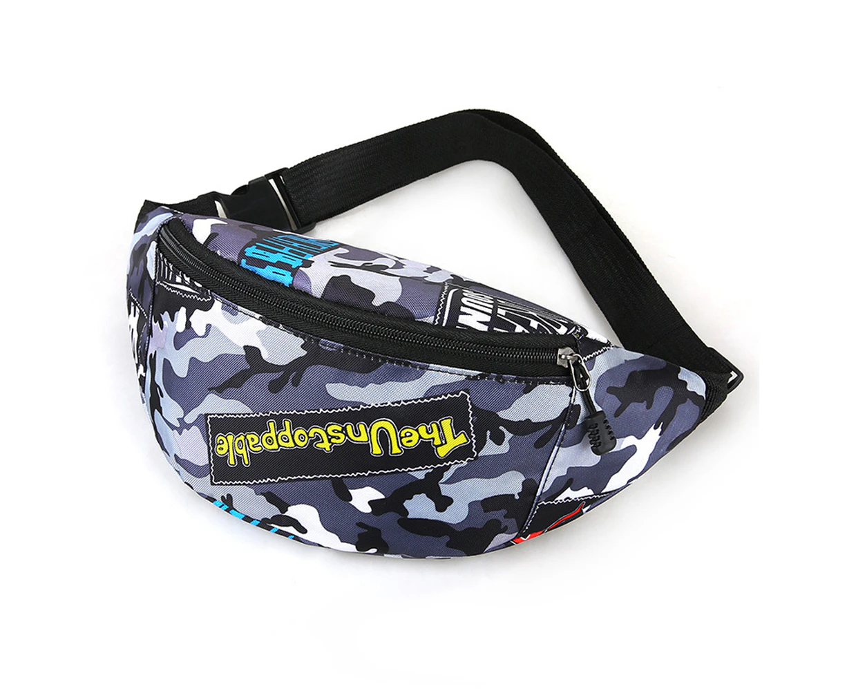 Fanny Pack ，Adjustable Strap for Man Women Outdoors Sports Hiking Running Gym -grey camouflage