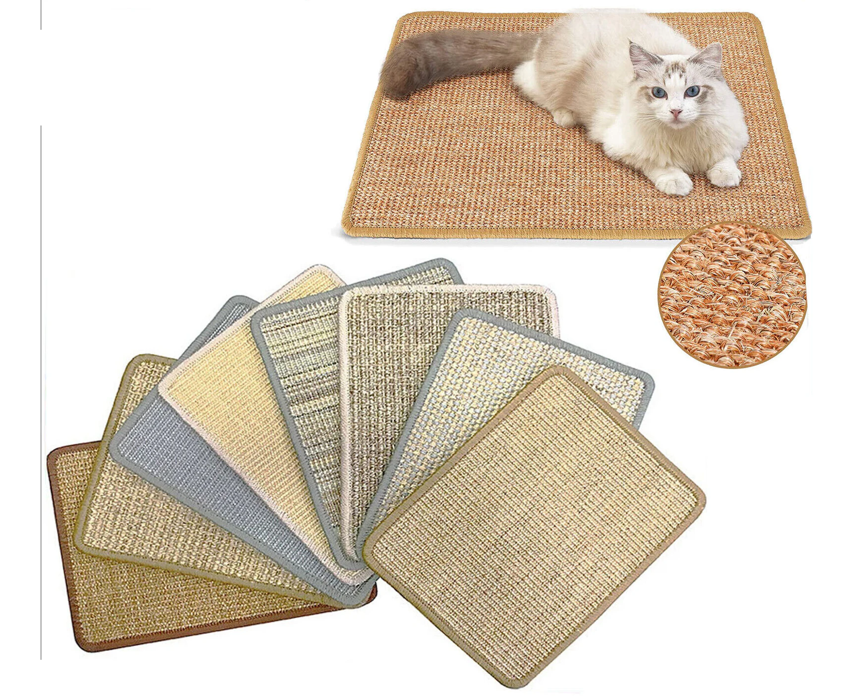 Cat Scratching Mat Scratcher Pad Board Natural Sisal Pet Cat Toys Sofa Protector