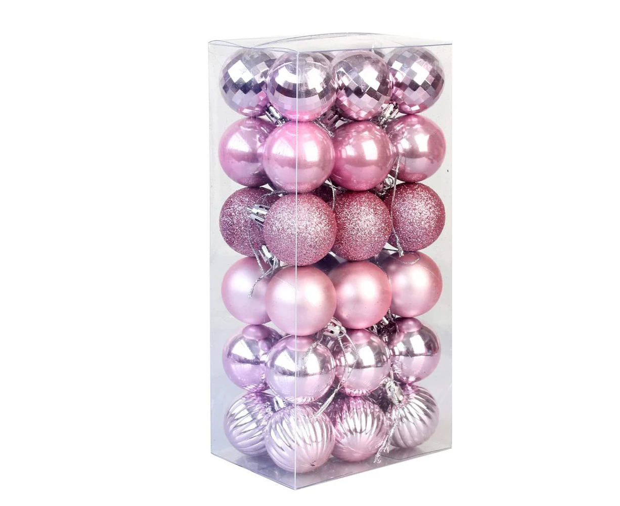 Christmas Baubles, Shatterproof Christmas Baubles, Baubles (Pack Of 36) (4Cm) - Pink Christmas Bauble