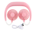 1 Set 1200mAh 7 Blades 3 Adjustable Speed USB Rechargeable Hanging Neck Fan High Flexibility Indicator Light Hands Free Wearable Fan for Outdoor - Pink