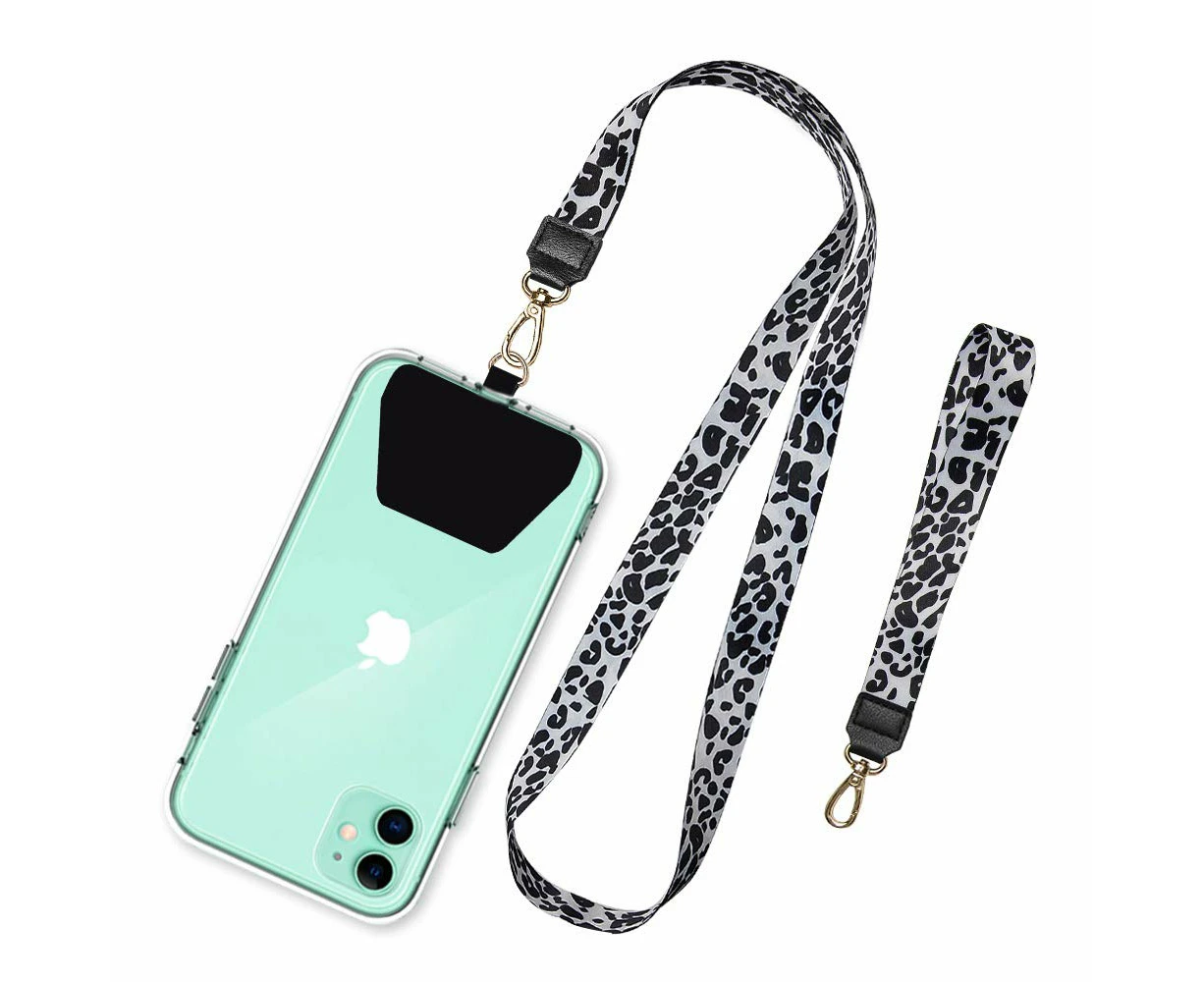 Cell Phone Lanyard, Universal Phone Neck Strap Wist Lasso Leash For Smartphone Safety Tether System,White Cheetah