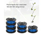 6 pack Trimmer Replacement Spool Line Include 2 Trimmer Cap Compatible Ryobi One+ AC14RL3A