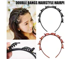 Double Bangs Hairstyle Hairpin Headband,Professional Weave Bangs Clip, Twist Clip Headband with Toothed Headband Braid Tool