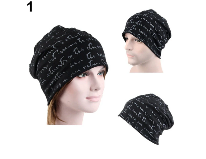 Men\'s Women\'s Fashion Hip-Hop Warm Winter Cotton Letter Ski Beanie Skull Cap Hat-Black