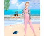 Kids Swimsuit Girls Long Sleeve Swimwear Children One Piece Sunsuits Swimming Costume Sun Protection Pink