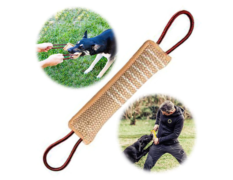 Dog Training Bite Pillow Jute Bite Toy Dog Tug Of War Toy Durable Dog Bite Set Stick Interactive Play Equipment-A2