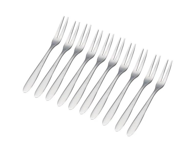 10Pcs Stainless Steel Cake Fork Cocktail Dessert Fork