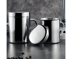 210ML/280ML/400ML Coffee Mug Double Wall Multi-usage Anti-slip Mirror Polishing Coffee Mug Cup with Lid for Home L 1