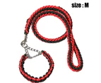 Dog Collar and Leash Set, Rope Dog Leash and Dog Training Collar for Small Medium Large Dogs-red black-M