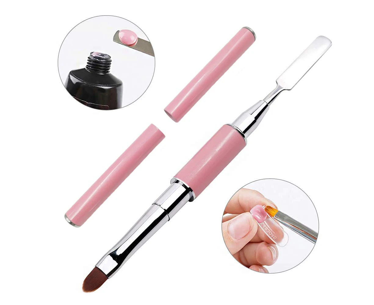 Dual-Ended Polygel Brush & Picker, 2 in 1 Designs Polygel Nial Brushes Stainless Steel Gel Nail Tool