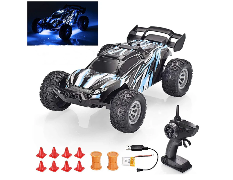 1 Set RC Car Toy with Lights Rechargeable Shock Proof Simulation Model Toy 1/32 Scale High Speed Drift Racing Remote Control Off-Road Car Boys Toy - Blue