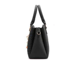 Women Solid Color Tassel Zipper Faux Leather Shoulder Crossbody Bag Tote Handbag Black