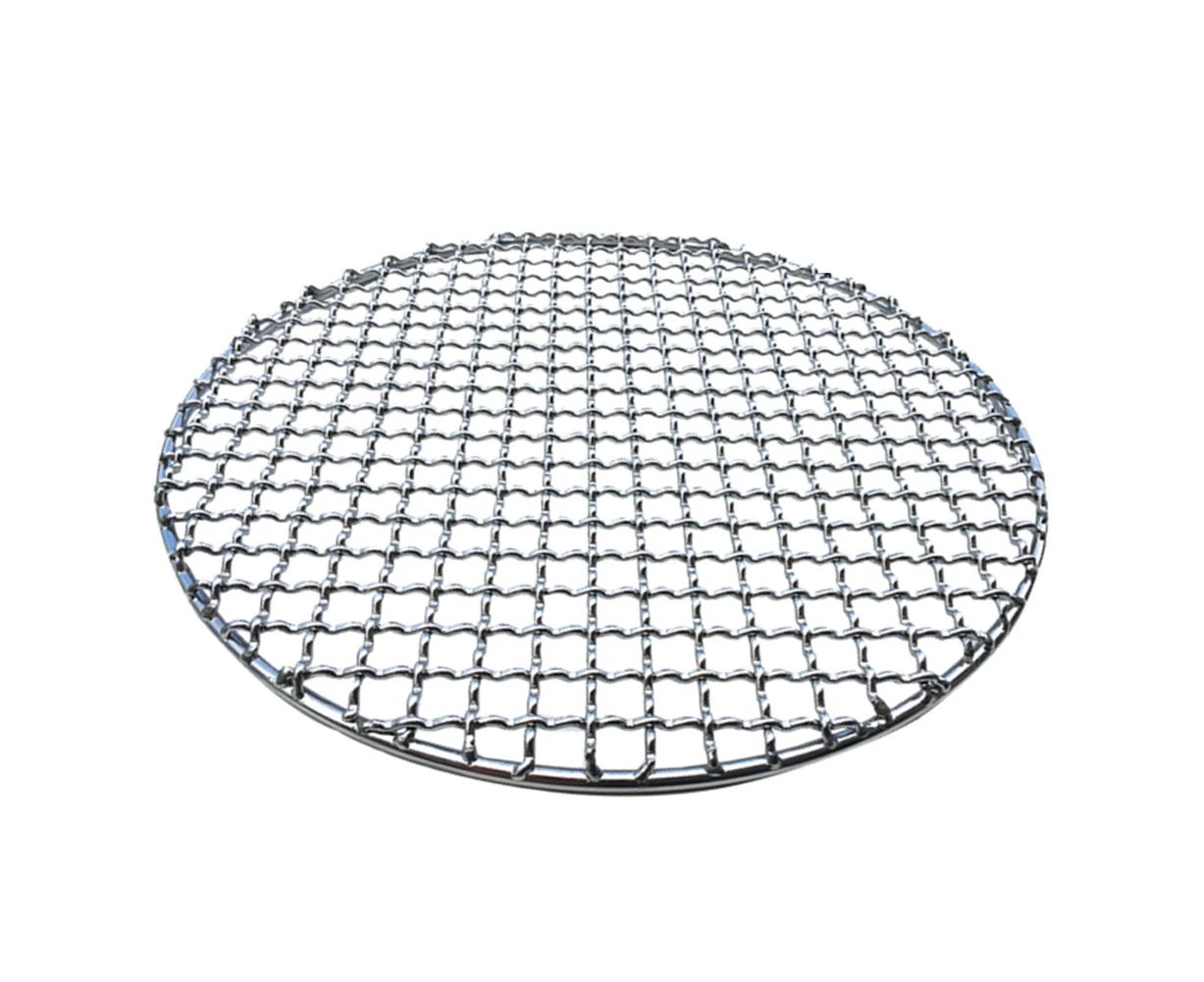 Round Stainless Steel BBQ Grill Roast Mesh Net Non-stick Barbecue Baking Pan-33cm