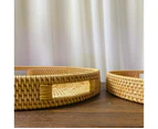 Round Natural Colored Water Hyacinth Woven Tray with Handles Serving Tray-14.2 inch