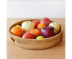 Round Natural Colored Water Hyacinth Woven Tray with Handles Serving Tray-14.2 inch