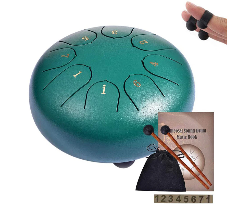 Hang Drum Percussion Instrument with Drumsticks, Carrying Bag, Note Sticks Finger Picks for Yoga Practice Sound Healing