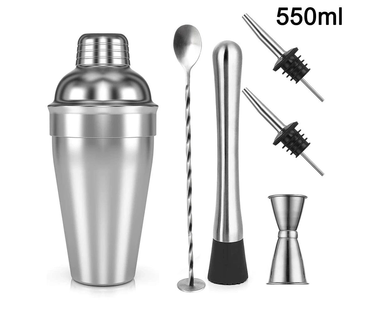 6Pcs Set Professional Stainless Steel Bar Cocktail Set Cocktail Shaker