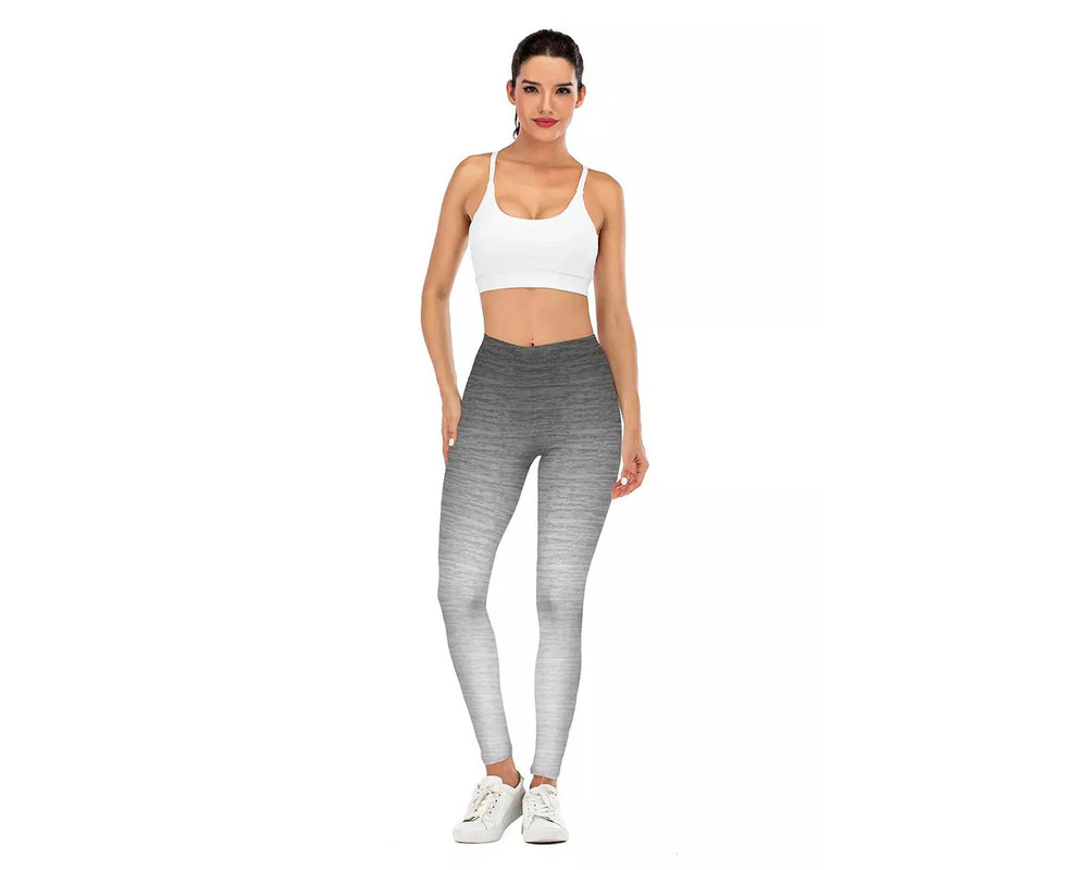 Women Tummy Control Graphic 3D Print Leggings Fitness Yoga Pants Push Up colourful Gym Slim lga700503 Skinny Trousers - Grey