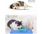 Bowl Pad Dog And Cat, Waterproof And Non-Slip Silicone Food Bowl Pad For Food Bowls, Water Bowl, Food Mat 47X30Cm,Blue