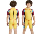 Shorty Wetsuit for Boys, One Piece Swimsuits 2.5MM Neoprene Bathing Suits for Swimming Diving Snorkeling Surfing 2-10 Years Yellow