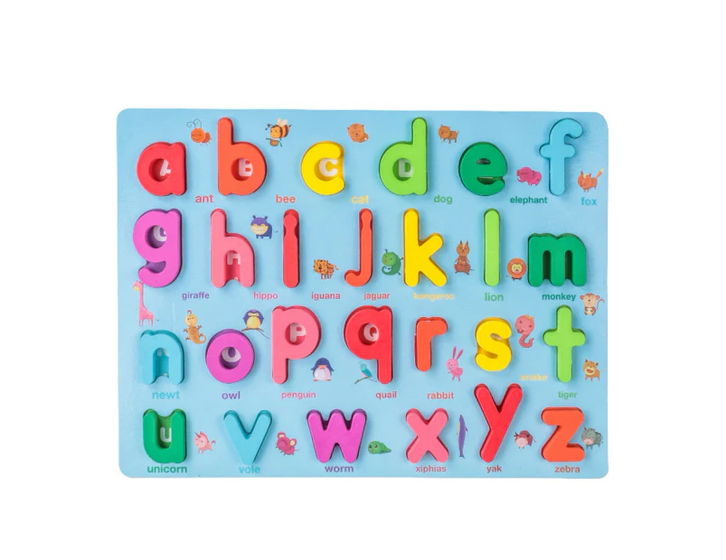 Colorful Number Alphabet Shape Wooden Puzzle Pairing Board Education Kids Toy-Lowercase Letter