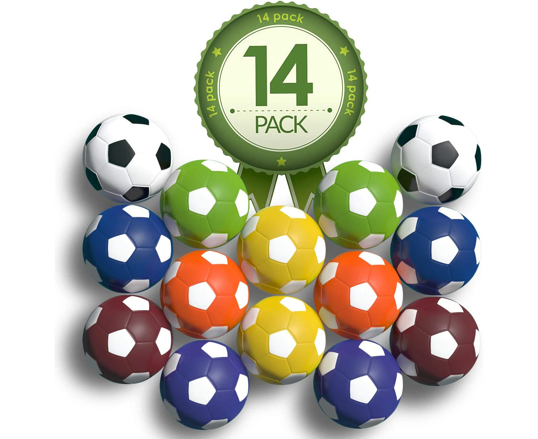 14Pcs Colonel Foosball Table Replacement Foosballs, 36Mm Game Tabletop Size Football Multi Colored Tabletop Soccer Balls