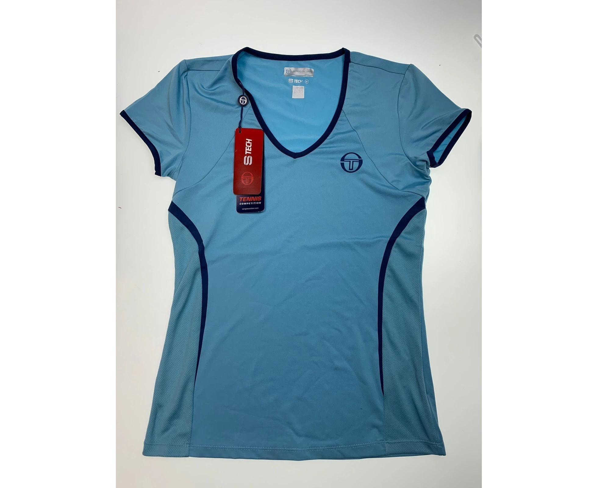 Sergio Tacchini Womens Eva Sports Tee Top Tennis - Light Blue