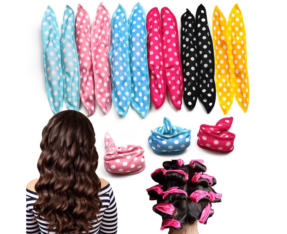 Hair roller set 12 pcs,Heatless hair curlers, No Heat Curl Ribbon,Sleeping Curls Silk Ribbon Hair Rollers