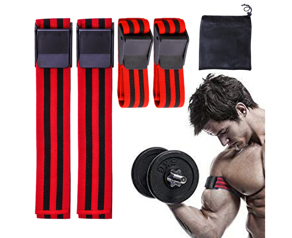 Blood Flow Restriction Bands For Legs, Arms, Glutes Occlusion Training Bfr Bands, Pack 4,Red