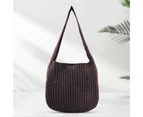 aerkesd Women Shoulder Bag Knitted Large Capacity Handmade Solid Color Vintage Multipurpose Tote Bag Shopping Bag for Travel-Coffee - Coffee