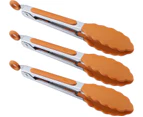 Kitchen Food Tongs - 7" Mini Silicone Serving Tongs - Set of 3