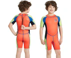 Kids Shorty Wetsuit for Boys Swimsuits 2.5MM Neoprene Bathing Suits for Swimming Diving Snorkeling Surfing Suit Orange