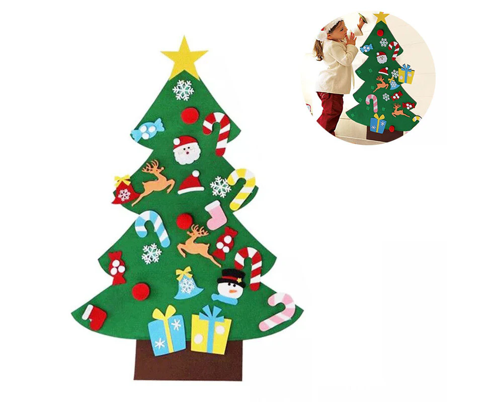 Max Fun DIY Felt Christmas Tree Set Plus Tic-Tac-Toe Games for Kids Toddlers Wall Hanging Decorations Felt Craft Kits for Xmas Gifts Party Favors