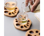 4Pcs Practical Cup Pad Convenient Wood Lotus Root Shape Teacup Coaster for Daily Use Wood Color
