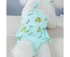 ishuif Pet Sanitary Diaper Adjustable Suspender Printed Reusable Dog Underwear Physiological Pants Shorts for Female Dogs-Green S