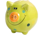 Ceramic Piggy Bank for Kids Coin Bank for Boys and Girls Unique Birthday Gift Nursery Decor Piggy Banks Green (5x5x4inch)