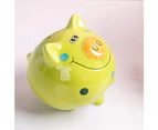 Ceramic Piggy Bank for Kids Coin Bank for Boys and Girls Unique Birthday Gift Nursery Decor Piggy Banks Green (5x5x4inch)