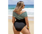 Oversized off the shoulder Swimsuit One Piece Swimsuit Deep V-neck Push Up Monokini Bathing Suit Bodysuit Beach Wear Female Plus Size - Multicolor