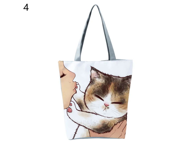 aerkesd Shoulder Bag Girl Kiss Animal Pattern Storage Cartoon Reusable Wear-resistant Shopping Bag for Vacation-4