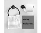 2pcs Toilet Paper Holder and Towel Ring Hand Towel Holder Bathroom-Matte Black