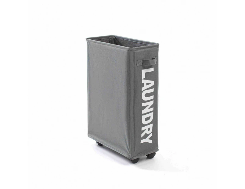 Folding Dirty Clothes Baskets With Wheels Organizer Home Storage Laundry Hamper Lightgray