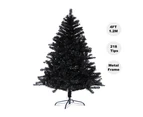 Black Christmas Tree 4FT/1.2M Fluffy Tips Metal Stand Easy Assemble Xmas Party