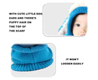 1 Cute Ears Woolen Hat Muffler Poncho for Kids Keep Warm Gift for Kids,blue