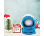 1 Cute Ears Woolen Hat Muffler Poncho for Kids Keep Warm Gift for Kids,blue