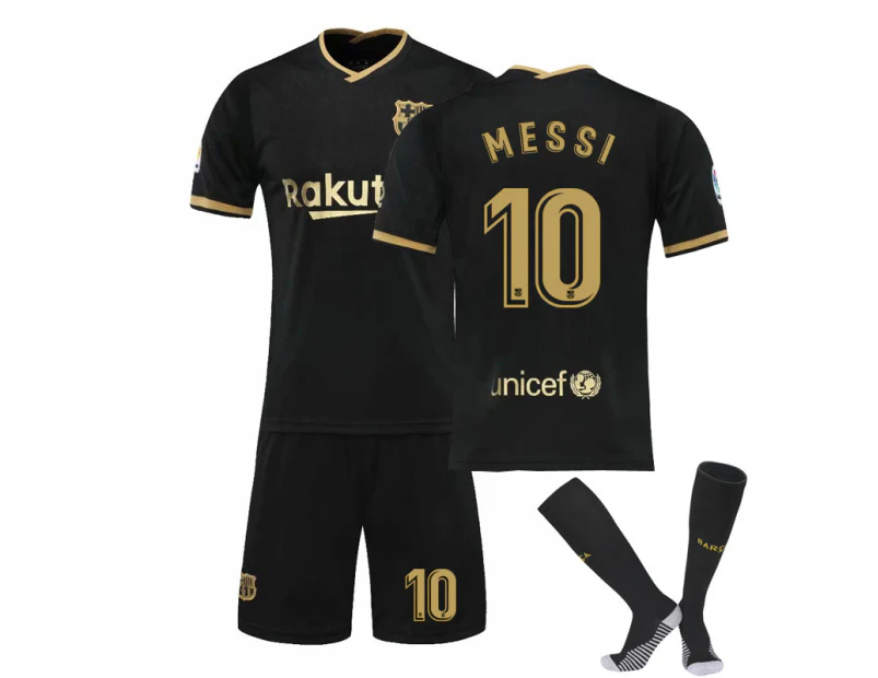 FC Barcelona 2020/21 Away Messi No.10 Soccer Jersey 3-Pieces Kits For Kids Adults